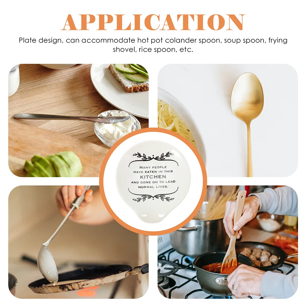 

2Pcs Ceramic Spoon Rests Elegant Wear-Resistant Scoop Holders Daily Use Compact Spoon Holder Kitchen Scoop Rest