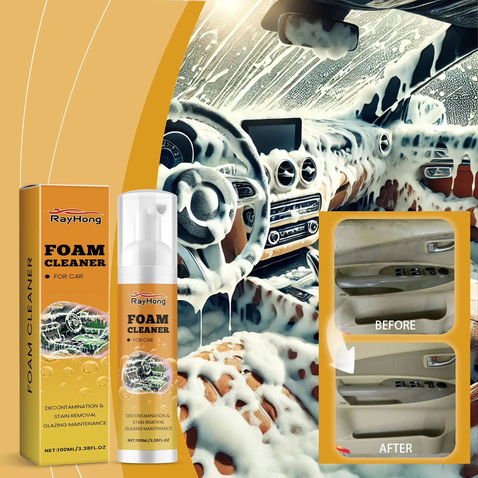 

Многофункциональный пенопластовый очиститель для кожаных сидений, уход за салоном автомобиля, обеззараживание, водонепроницаемость, чистящая пена-спрей