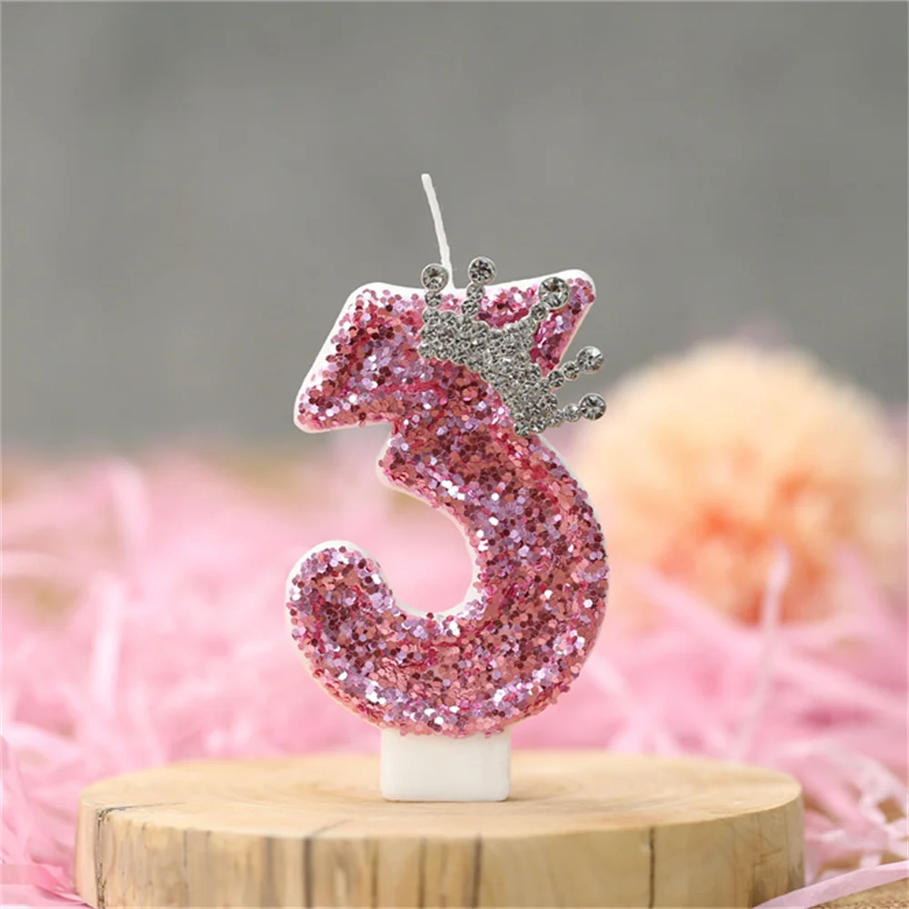 0-9 Number Cake Decorations Silver Crown Candles Number Topper for Happy Birthday Cake Decor Queen Princess Baby Shower Candle