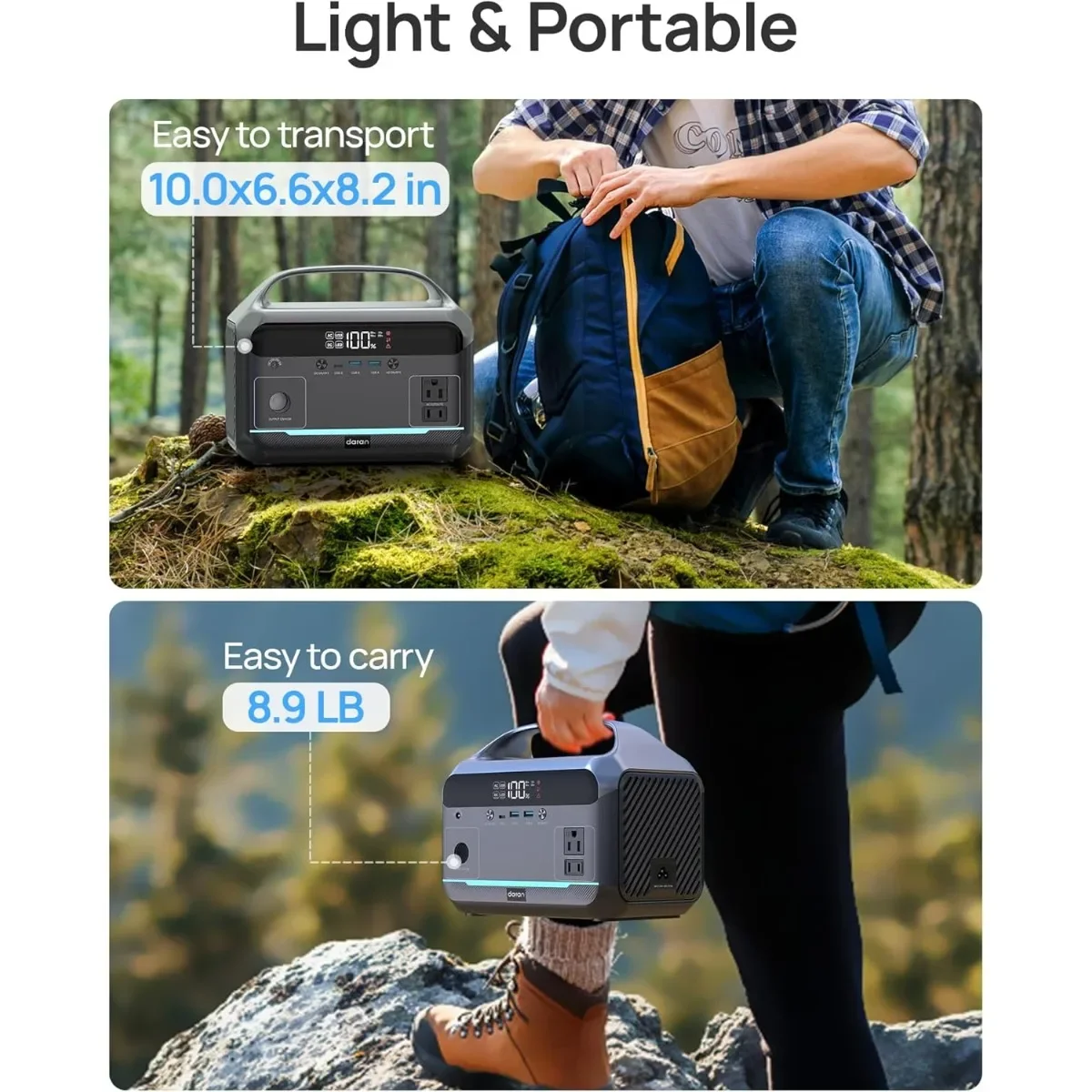 Central eléctrica portátil de 600 W, batería LiFePO4 de 288 Wh, 3 salidas de CA, generador solar para acampar al aire libre, viaje en RV, respaldo en casa.
