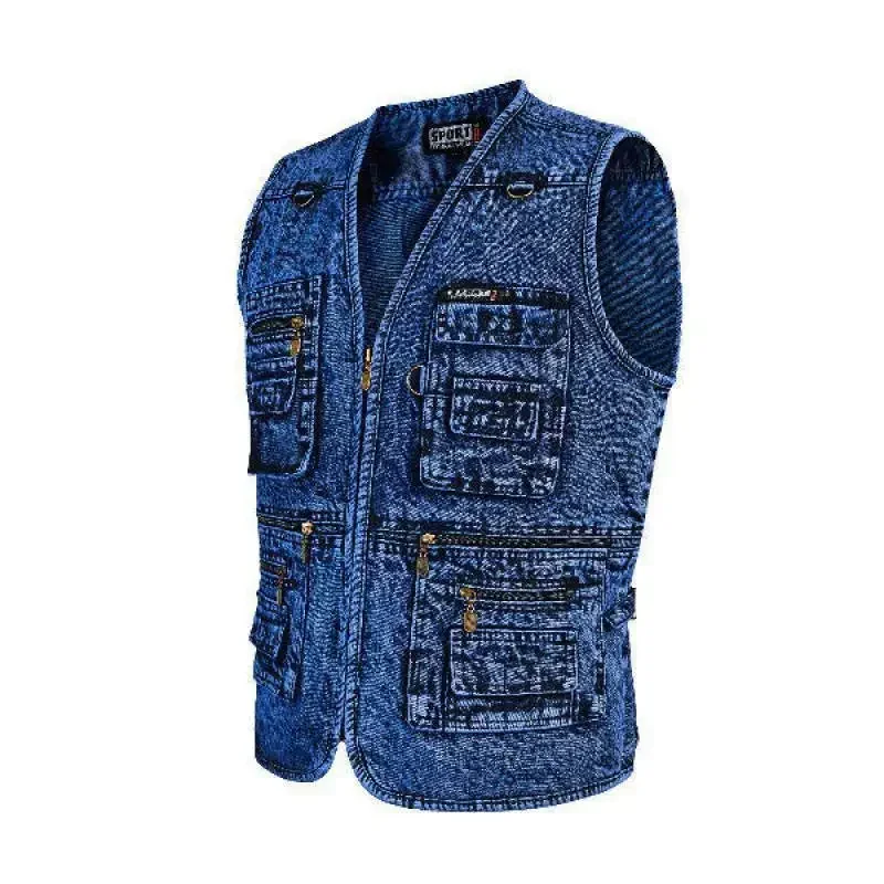 Male More Than Pure Cotton Pocket Increase in The Spring and Autumn Denim Vest