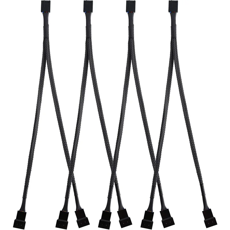 

AP-12 Pack ШИМ-кабель-разветвитель вентилятора Y-разветвитель Компьютерный кабель питания вентилятора ПК 4-контактный преобразователь от 1 до 2, плетеный с черными рукавами