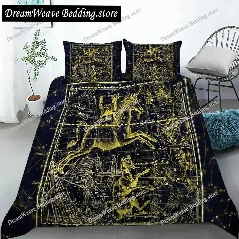 Yellow Constellation Bedding Set Duvet Cover 3d Bedding Fashion Design Decoration King Duvet Cover Set Double Bed Set Bedding963