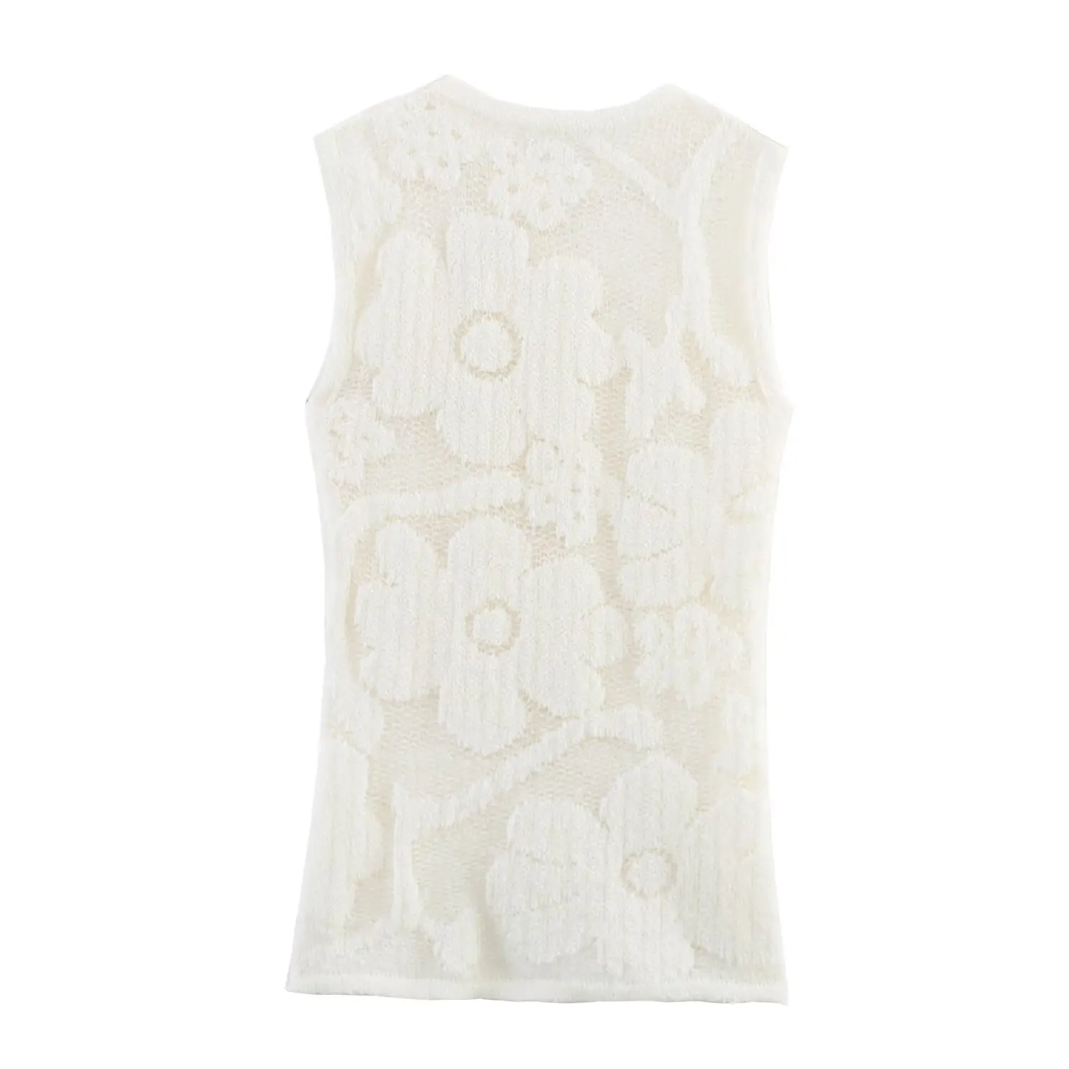ZBZA Spring New Women's Knitted Floral Print High Quali Top Ele l Waist Svel Polyester Fiber H Version Mid-...