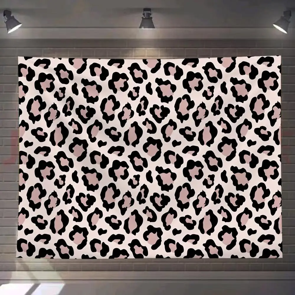 Leopard Print Decorative Tapestry Custom Living Bedroom Party Dormitory Interior Wall Bohemian Decoration Attached Clip