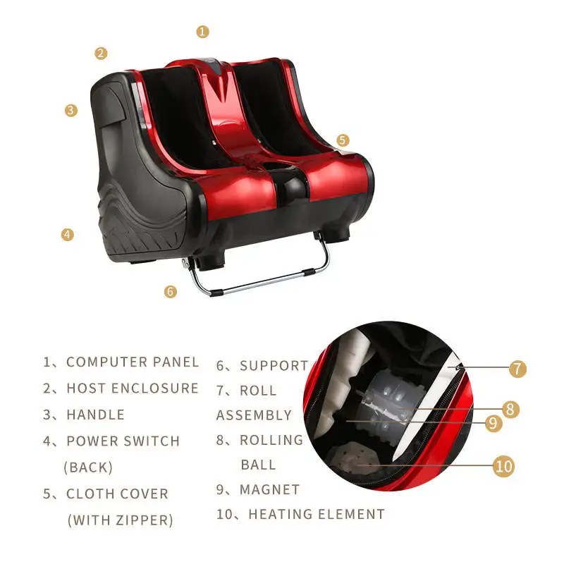 Vendita calda Strumento elettrico per il relax del piede Shiatsu Dispositivo per impastare completamente avvolgente con funzione di riscaldamento del telecomando Massaggiatore per le gambe