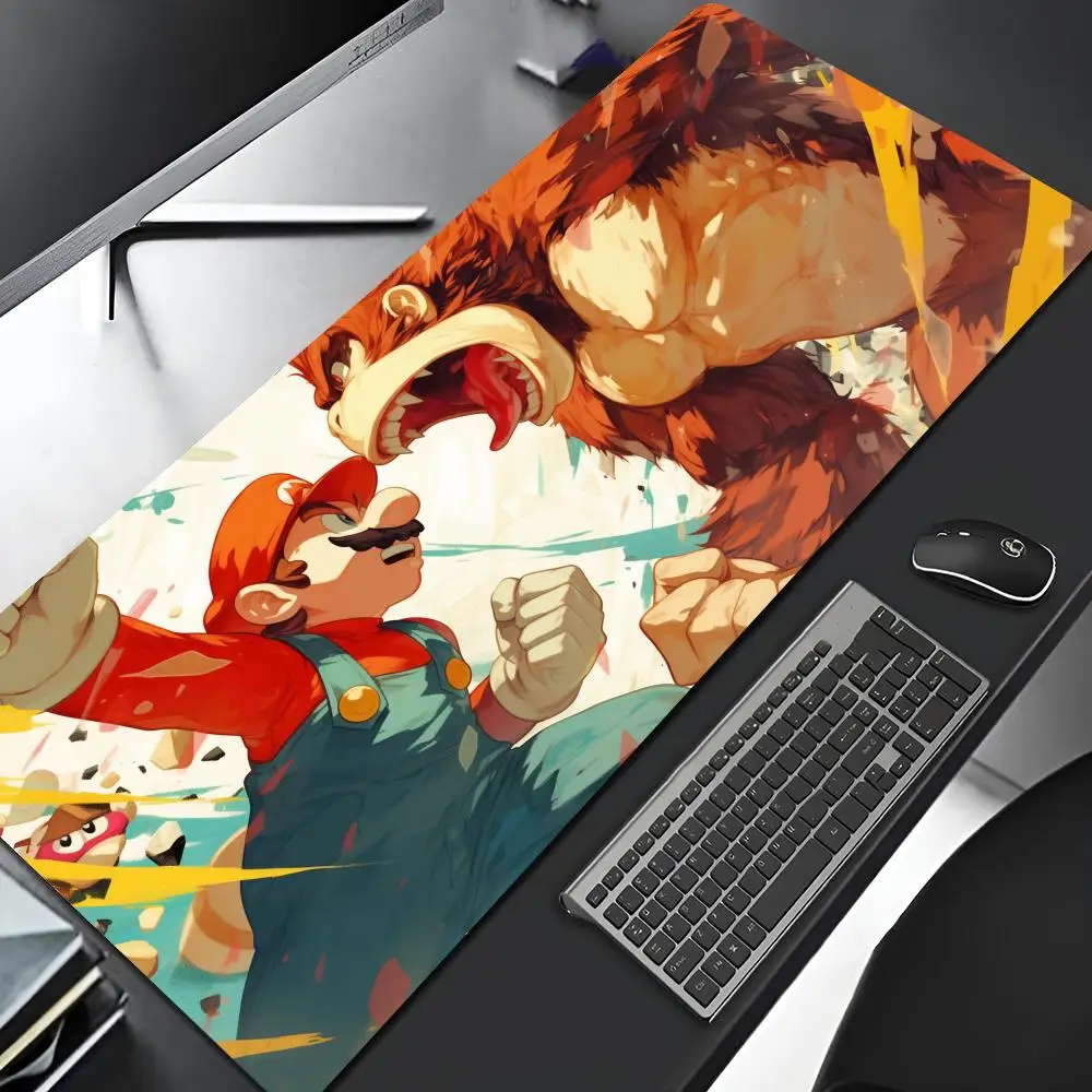 Alfombrilla de ratón M-MarioES de película de Anime, alfombrilla de ratón grande con bloqueo para juegos Xxl, alfombrilla de goma grande para ordenador Gamer, alfombrilla de escritorio para ordenador portátil