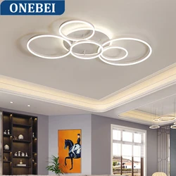 Modern LED Chandelier For Living Room Bedroom Study White Black Lustres Room Decoration Pendant Lights Indoor Lamps