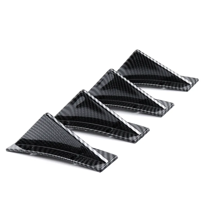 4pcs Spoiler Belakang Mobil Universal Serat Karbon Modifikasi Dekorasi Hitam Merah ABS Diffuser Bibir Bumper Belakang Anti-tabrakan