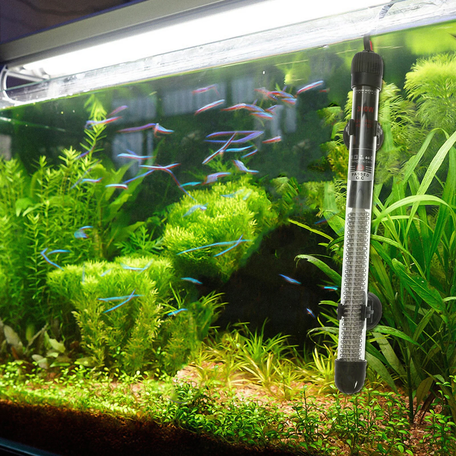 

300W Submersible Heating Rod Aquarium Heater for Fish Tank Temperature Control Freshwater Saltwater Shatterproof Plug