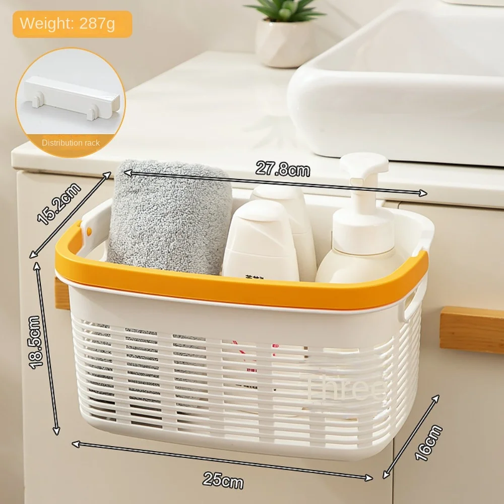 Multipurpose Miscellaneous Storage Basket Plastic Large Capacity Desktop Storage Basket with Handle Portable Drain Basket