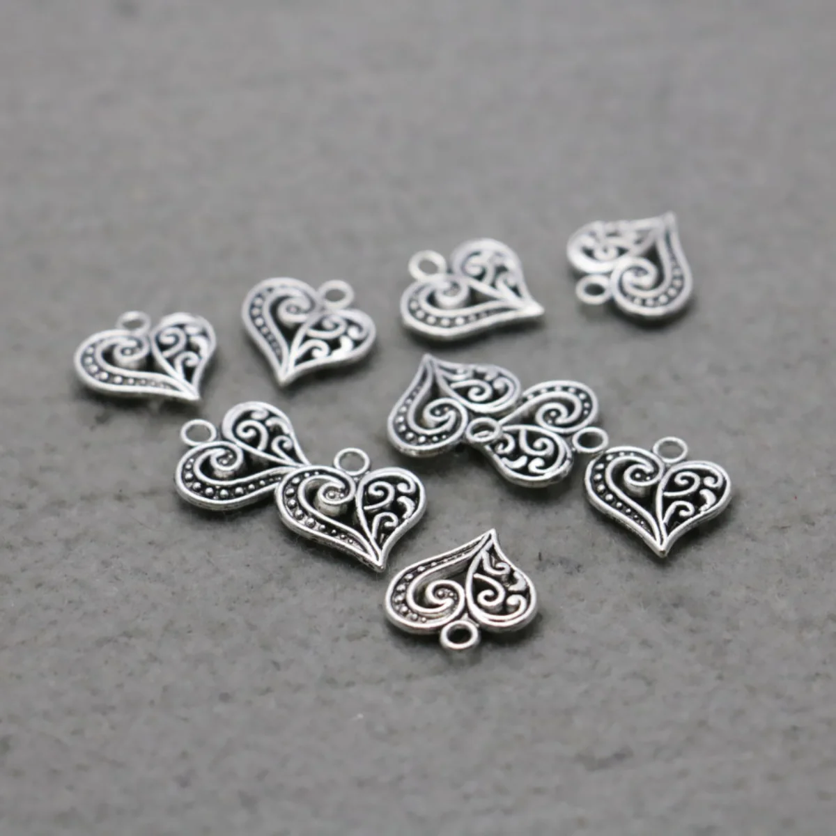 5PCS Fittings for Accessory Heart Pendant Alloy Components Findings 14mm New DIY Girl Jewelry Design Making Silver-plate Buttons