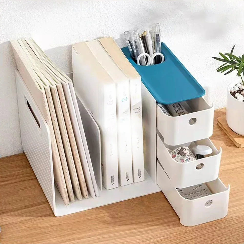 Desktops Multilayer Bookshelves Simple Bookshelf Student Dormitory Storage Small Bookcase Desktop Office Stationery Organizer