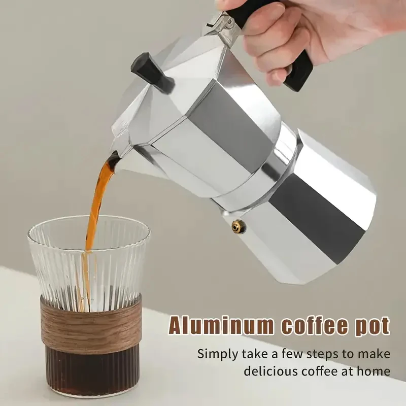Cafetera Moka Clásica de Aluminio de 50-300 ml, Cafetera Espresso para Estufa, para el Hogar, Campamento, Aire Libre, Preparación de Café Cubano