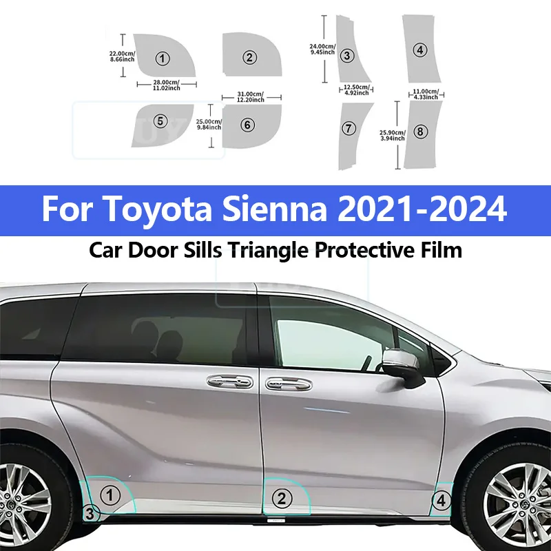 

Car Door Sills Triangle Protective Film for Toyota Sienna 2021-2024 PPF TPU Transparent Refit Sticker 8.5mil Paint Protection