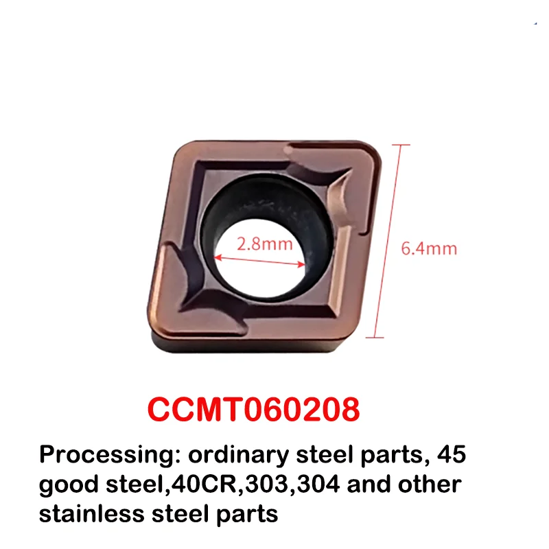 

10PCS CNC Inner Hole Turning Insert CCMT060204 09T304 Diamond Shaped Small Blade Outer Circle Lathe Inserts For Stainless Steel