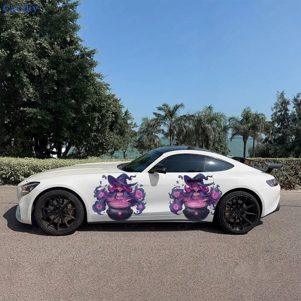 2pcs Magic Witch Car Sticker Full Body Decal Decoration Scratches Protect Car Sticker Waterproof Car Vinyl Wraps