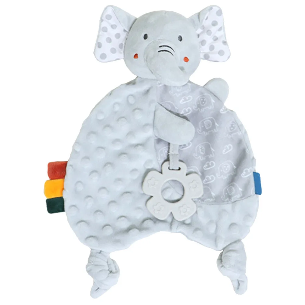 

Gray Elephant Security Blanket for Newborns Baby Soothing Comforter Chewable Cuddly Design Sleep Aid Nighttime Calming Companion