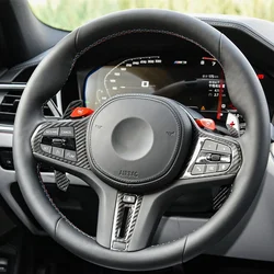 For BMW G30 G32 G42 G14 G01 G02 G05 G06 G07 G20 G22 G26 G29 G80 Real Carbon Fiber Steering Wheel Trim Cover Frame M Merformance