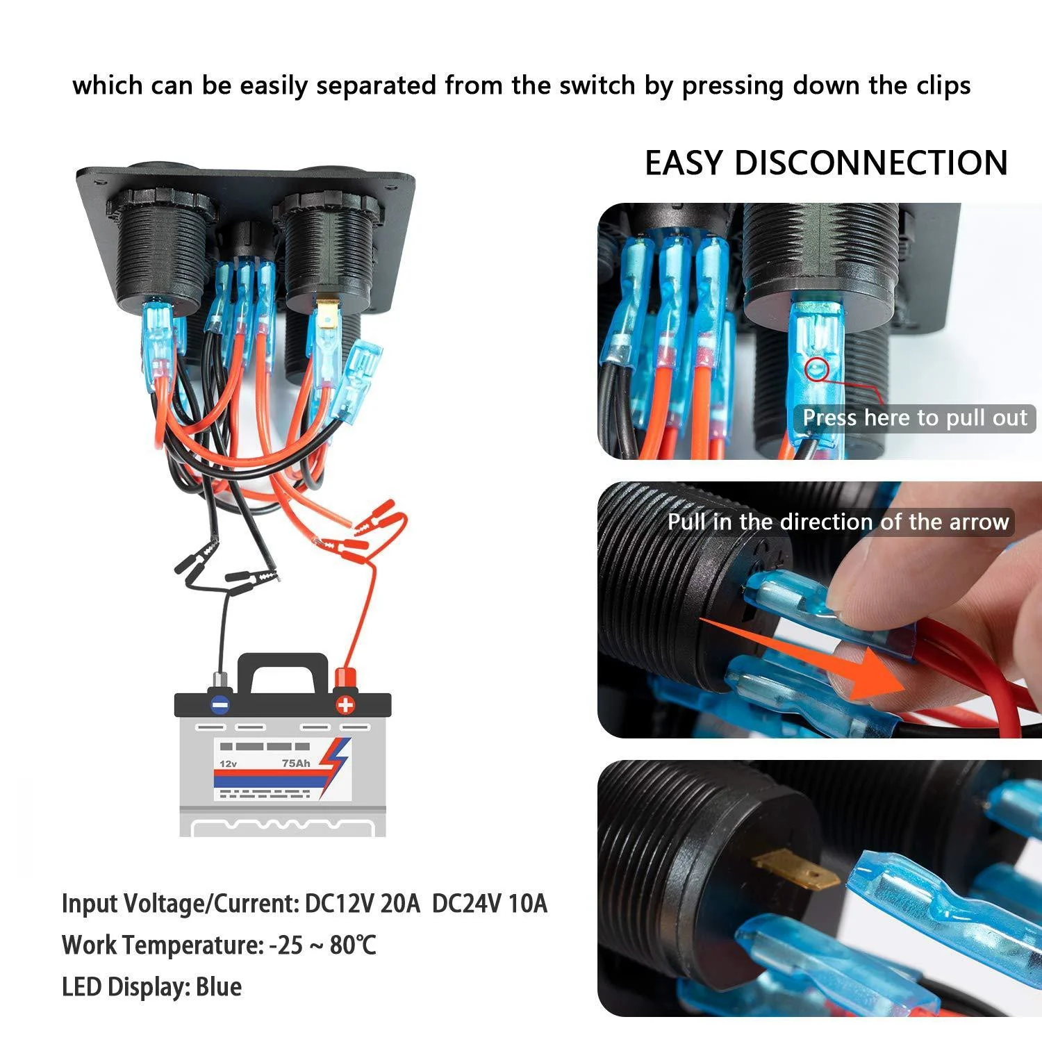 Swing switch LED double-sided board USB interface control panel car power switch car boat yacht modification switch