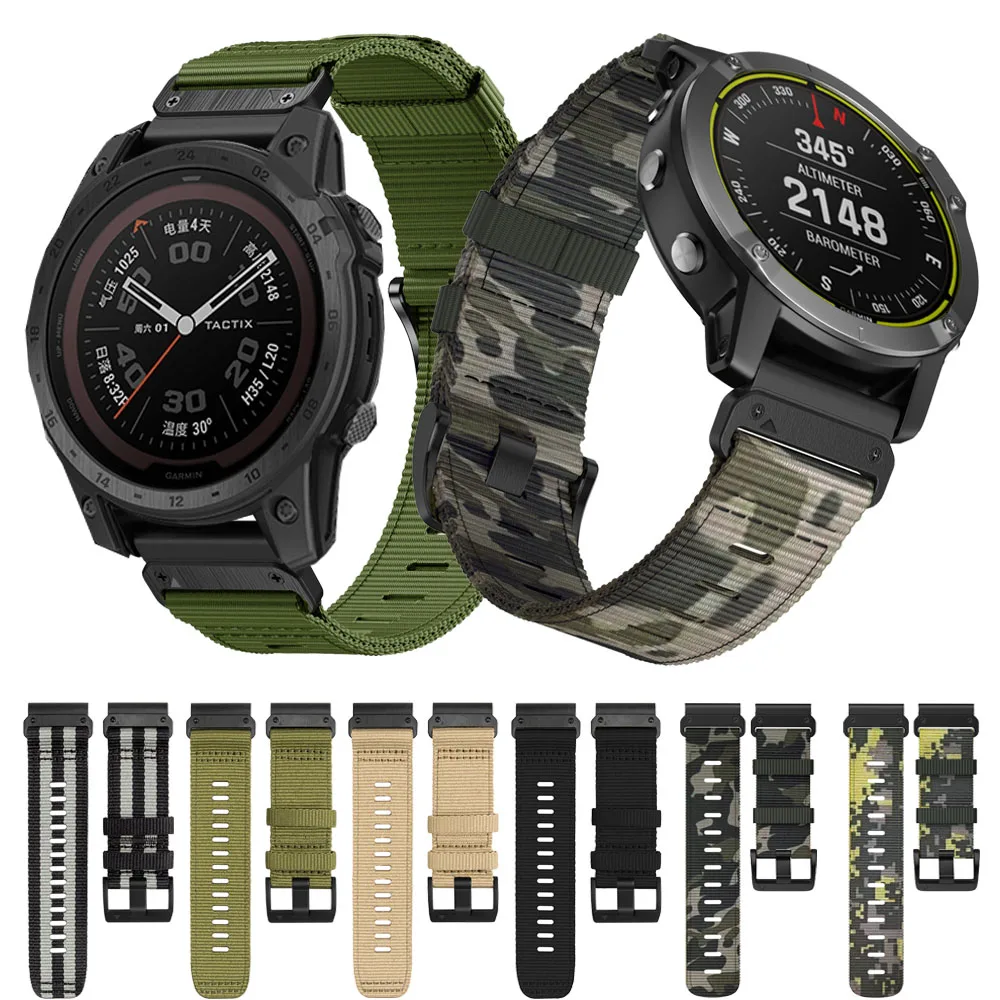 

Ремешок нейлоновый QuickFit для Garmin Fenix 7 7X 6X D2, 22 дюйма, 26 мм, Чарли фореруннер 745, подход S60, S62, Epix, Gen 2,