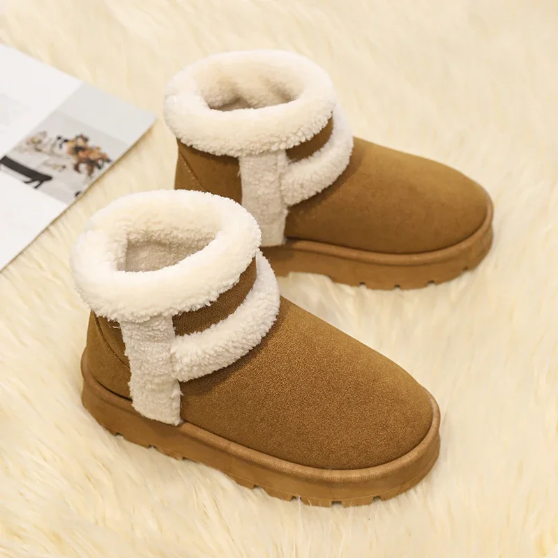 New children's shoes, parent-child snow boots, long velvet and cotton boots for boys and girls, fashionable anti-slip boots