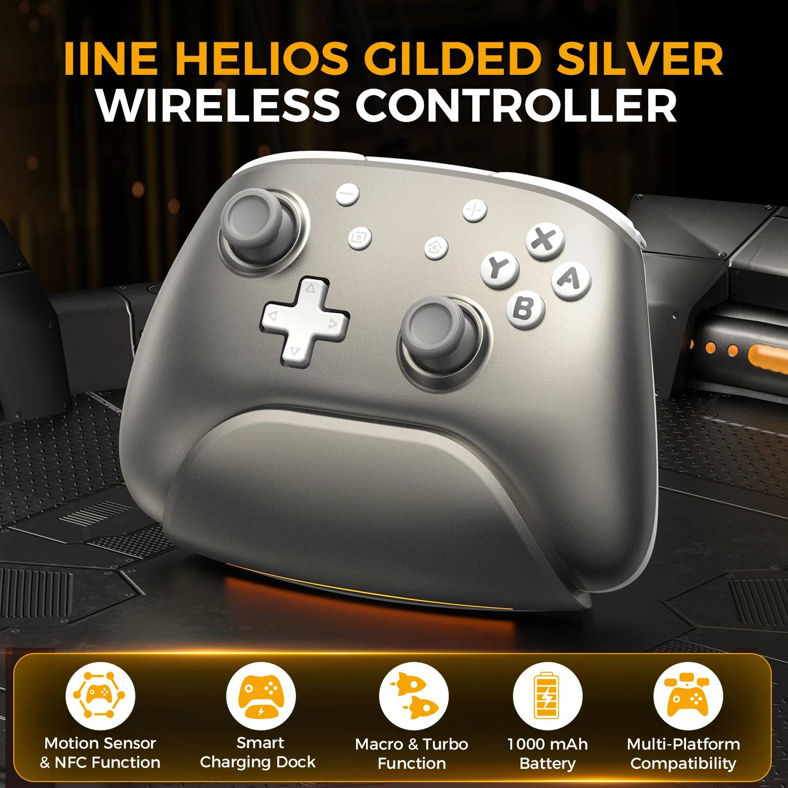 Controller Wireless IINE Helios Gilded Silver con Dock di ricarica