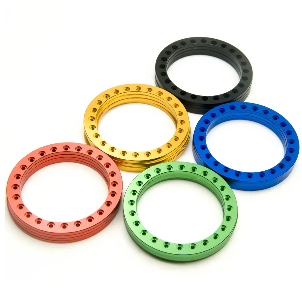 YEAHRUN 4PCS Aluminum Alloy 2.2inch Wheel Outer Beadlock Ring for 1/10 RC Crawler Axial SCX10 TRX4 TRX6 D90 2.2 Wheel Rims