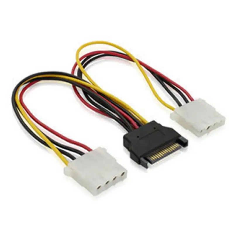 Pin Molex IDE to 2 Serial ATA Hard Driver Power Cable SATA Y Splitter Dual Hard-Drive-Disk Extension Cord Adapter Connector