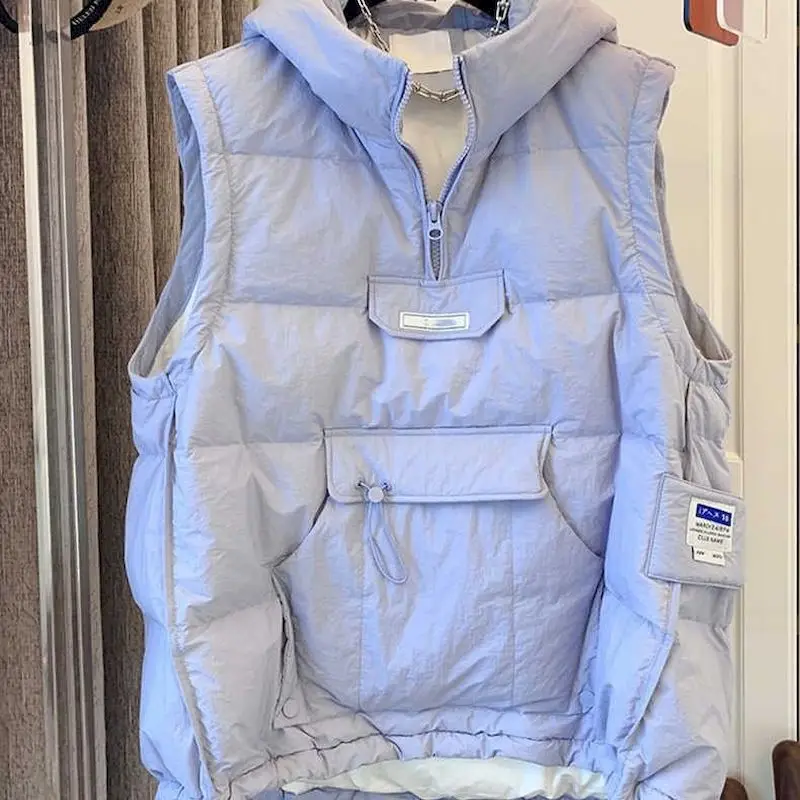 Manteau à capuche ample pour femme, gilet en coton, avec poches, décontracté, tendance, Y2k, automne hiver