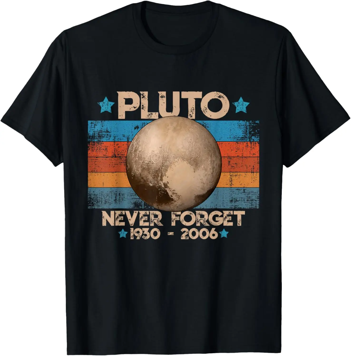 Vintage Never Forget Pluto Funny Retro Astronomy Space T-Shirt 100% Cotton Trendy Y2K Short-Sleeve Tee-Soft, Quick-Drying,
