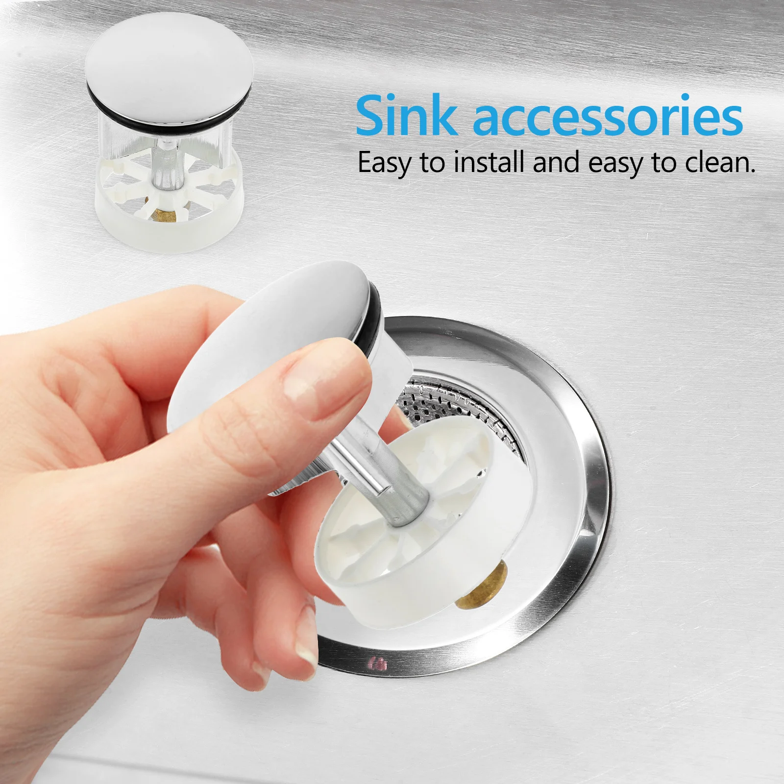 

Copper Basin Lift Drain Plug 38Mm Press Type Pop Up Sink Stopper for Kitchen Bathroom Modern Metal Sink Drainer Accessory