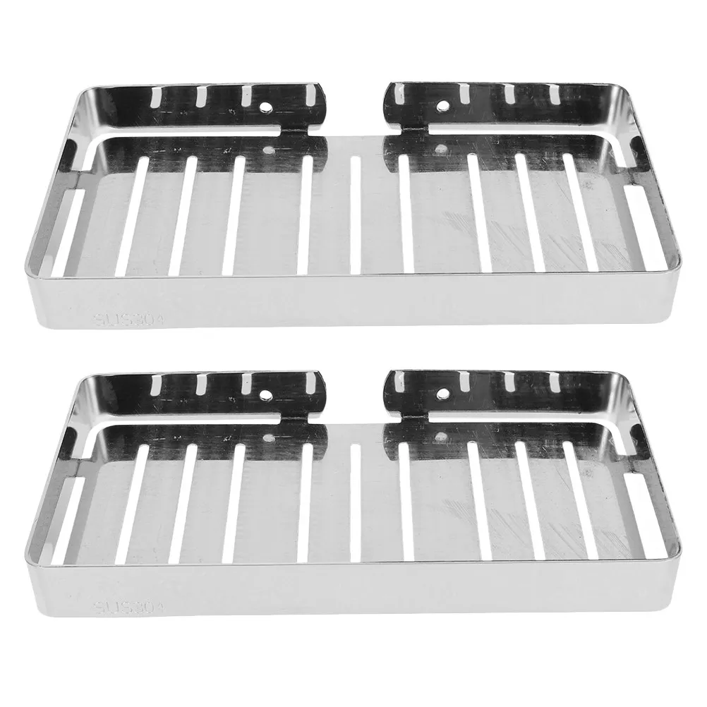 

1Set Wall-Mounted Stainless Steel Soap Dish Easy Install No Drill Anti-Slip Bathroom Organizer Self-Draining Tray