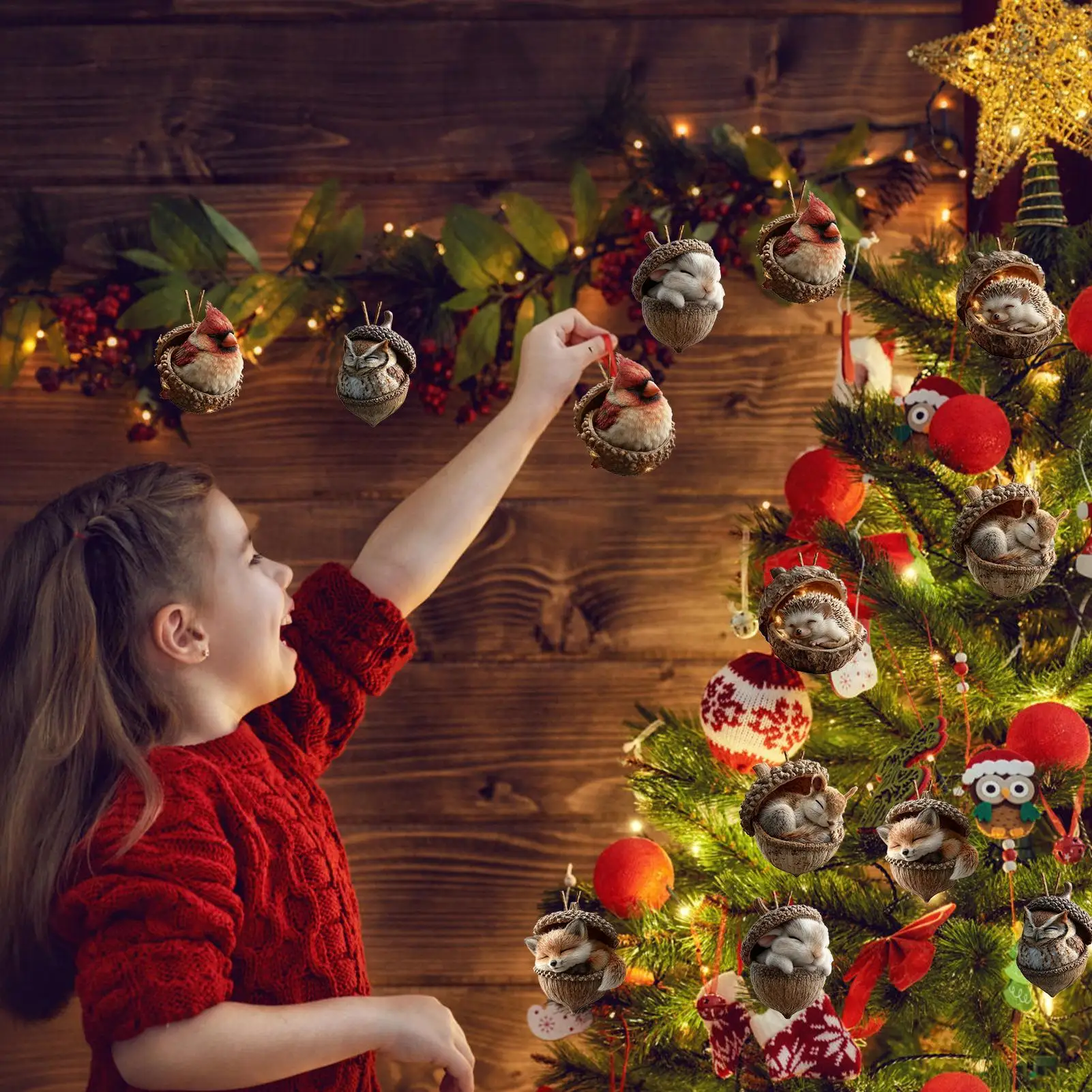 الحلي عيد الميلاد الحيوانية 2D الاكريليك الديكور الموسمي شنقا عطلة زينة للمنزل مكتب غرفة المعيشة حديقة الدراسة #5