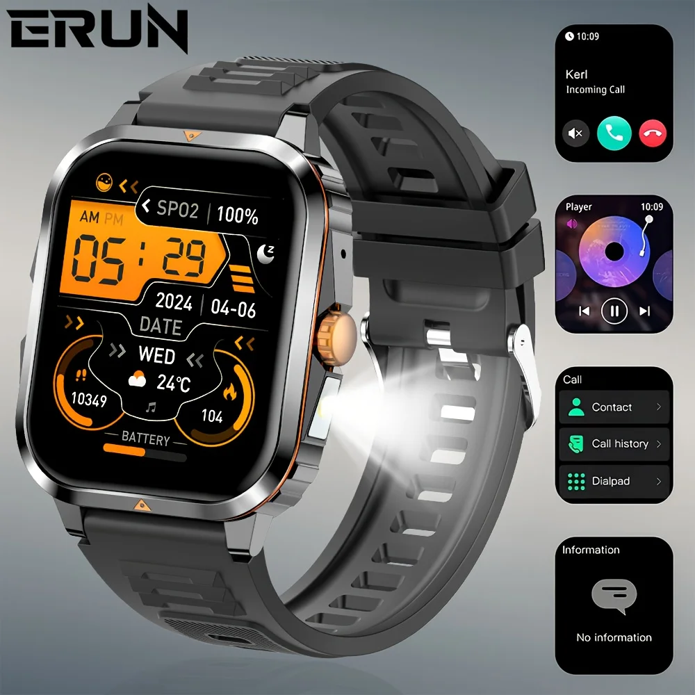 

Полносенсорные спортивные умные часы 2026 с беспроводным вызовом, светодиодной подсветкой, фитнес-трекером с несколькими спортивными режимами, подсчетом шагов, калорий