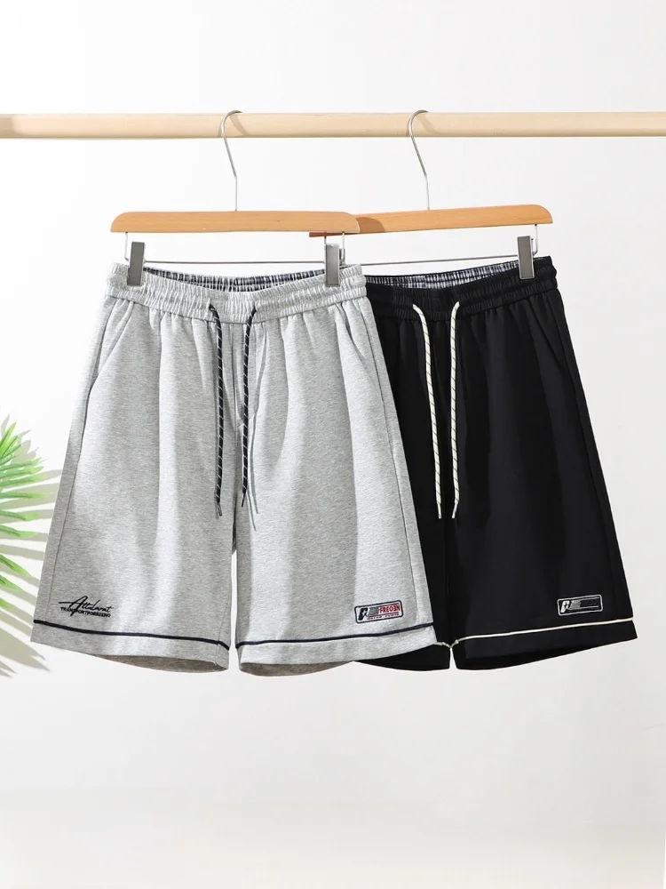 

Letter Embroidery Shorts Men's Comfortable Elastic Waist Breathable Casual Versatile Summer Sporty Trendy Cotton Blend