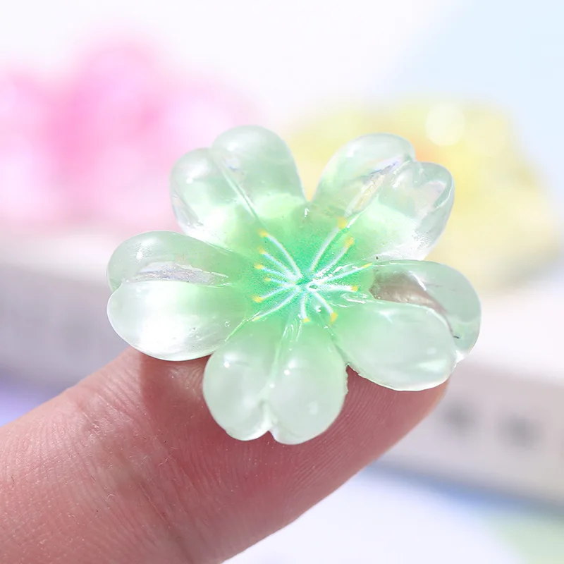 20pcs Sakura Resin Flowers Cabochons Flatback for Scrapbooking Lovely Flat Back Blossom Embellishments for Hairpin Accessories