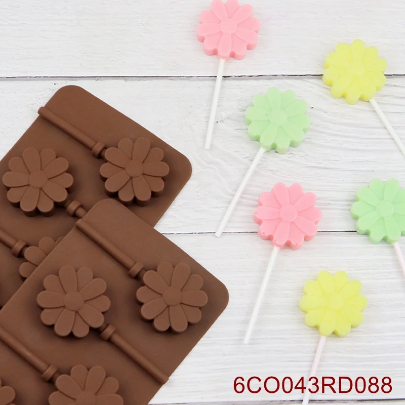 20PCS/LOT ReadStar 6CO043RD088 6 Cavities Chrysanthemum Lollipop  Chocolate Silicone Mold 6 Holes Baking Mould DIY Soap Mold