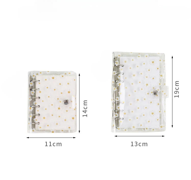 A7/A6 Cute Daisy Spiral Binder Notebook Agenda Cover with Storage Bag Kawaii Transparent School Diary Journal Planner Stationery