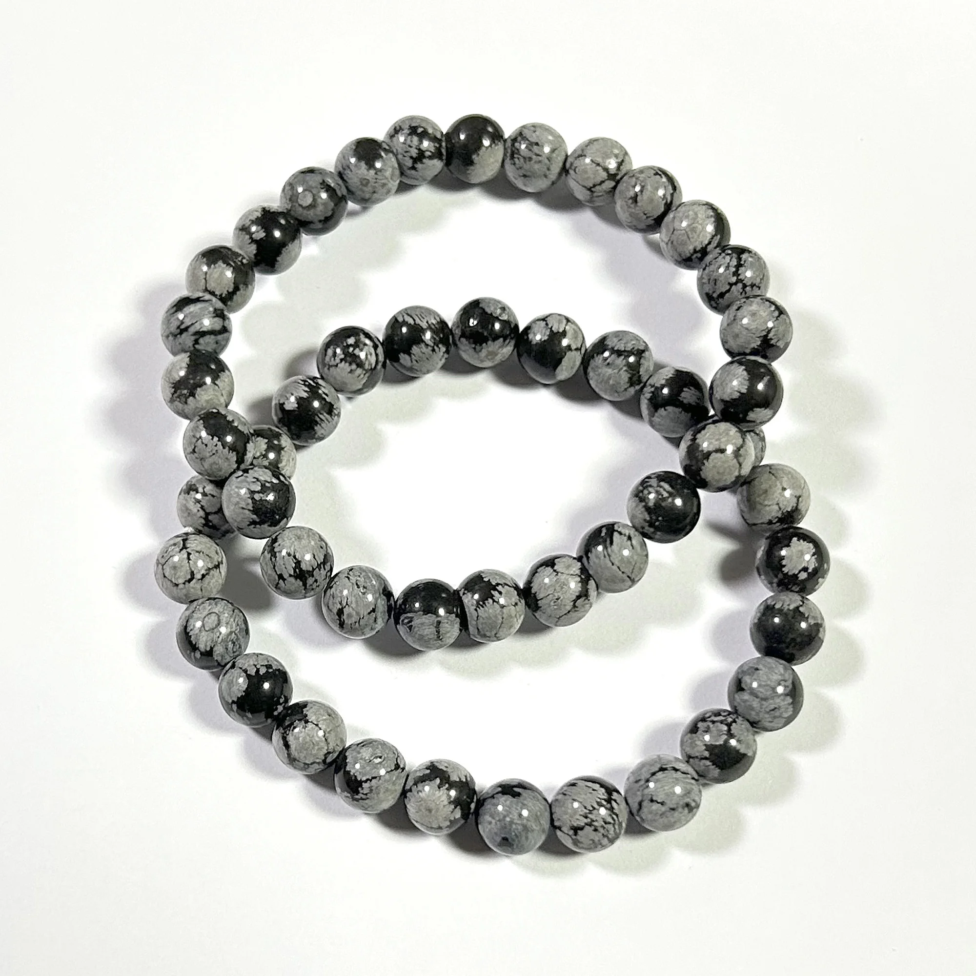 

Women Bracelets Men Bracelets Snowflake Obsidian Bracelet Natural Stone Beads Bracelet 6mm 8mm 10mm 12mm 8''