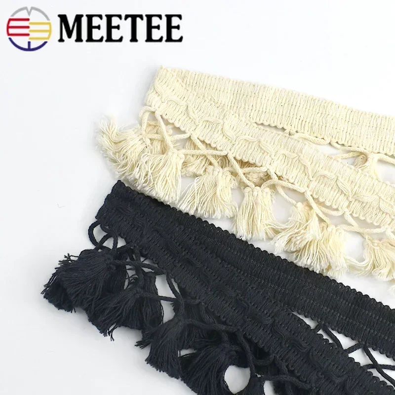 1-10Yard Meetee 6cm Cotton Fringe Lace Drop Tassel Trim Ribbon for Cloth Hometextile Decor DIY Handmade Craft Sewing Accessories