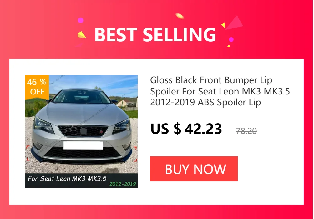 Gloss Black Front Bumper Lip Spoiler For Seat Leon MK3 MK3.5 2012-2019 ABS Spoiler Lip Diffuser Cover Tuning Custom Accessories
