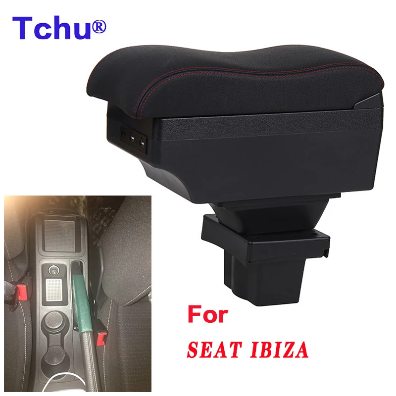 For SEAT Ibiza armrest box  For SEAT Ibiza car armrest box Internal modification USB charging Ashtray Car Accessories