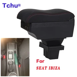 Reposabrazos para SEAT Ibiza, caja de reposabrazos para coche, modificación interna, Cenicero de carga USB, accesorios para coche