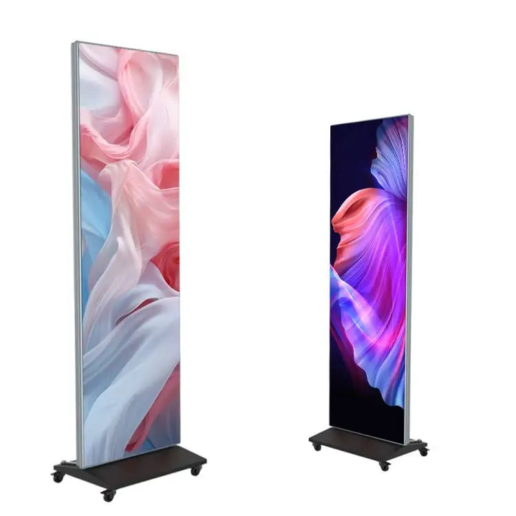 ملصق رقمي داخلي LED للأرضية St LCD شاشة تعمل باللمس كشك عرض إعلاني مركز تسوق لافتات رقمية