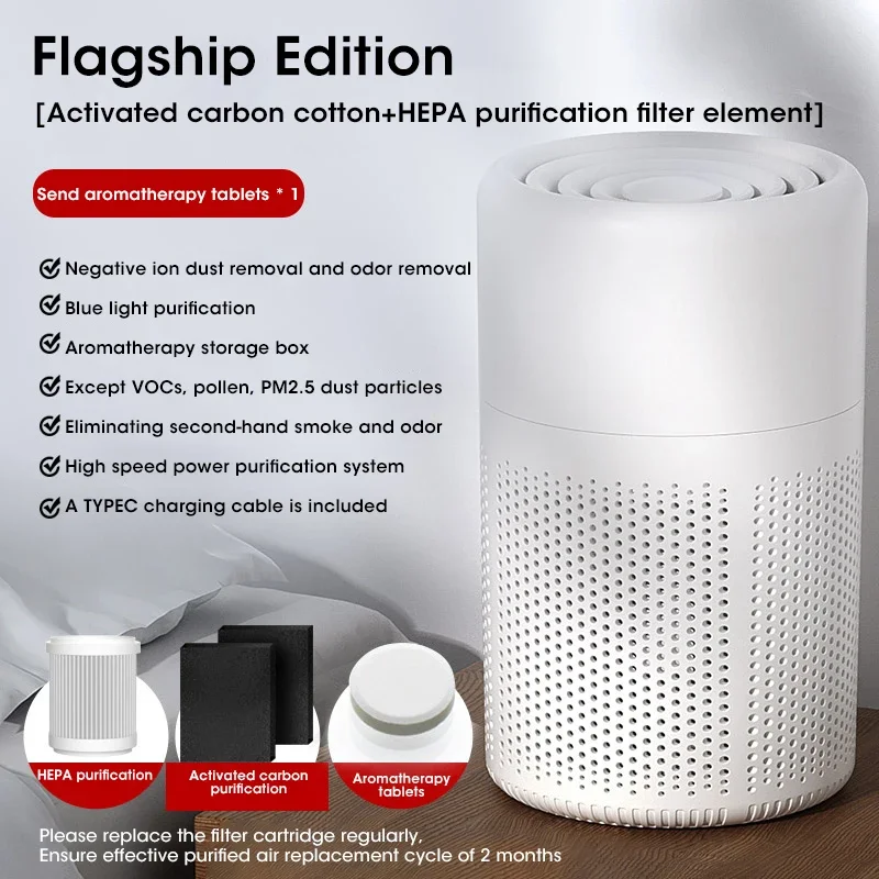 Slimme Luchtreiniger Negatieve Ionen Generator H12 Hepa Filter Zuivering Intelligente Desktop Luchtreiniger