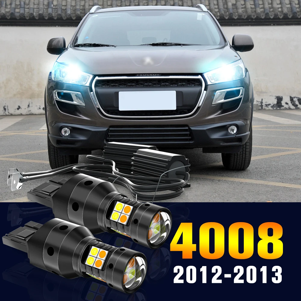 

2pcs LED Dual Mode Turn Signal+Daytime Running Light DRL Lamp For Peugeot 4008 2012-2013 Accessories