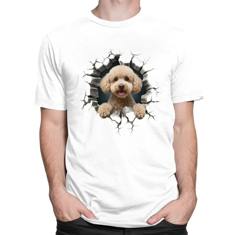 Male Breaking Through Poodle T Shirt Short Sleeves Cotton Tshirts Anniversary Birthday Gift Leisure Dog Lover Tees Clothing