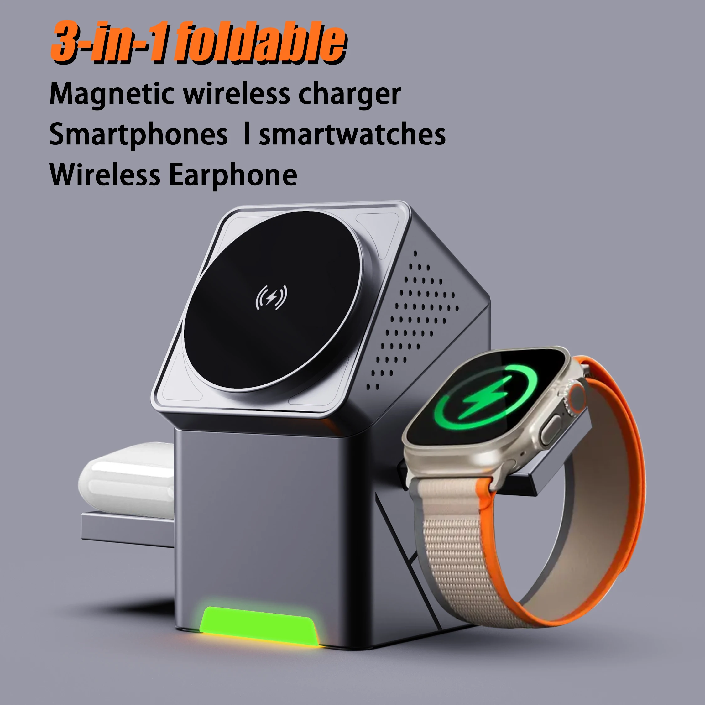 Automatic Touch Magnetic 3-in-1 Wireless Charging Pad for iP