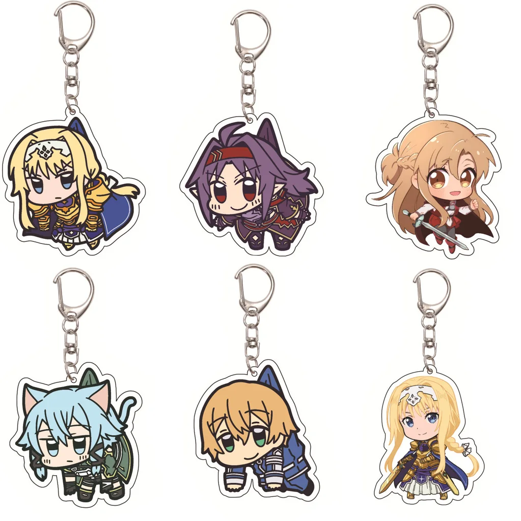 55MM Anime Sword Art Online Schlüsselanhänger Alice Zuberg Kirigaya Kazuto Yuuki Asuna Asada Shino Acryl-Schlüsselanhänger Weihnachtsgeschenke